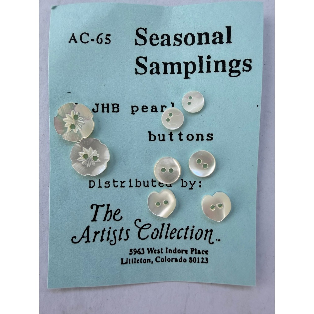 VTG JHB Pearl Buttons 8pc Multi Cream Iridescent Seasonal Samplings Sewing